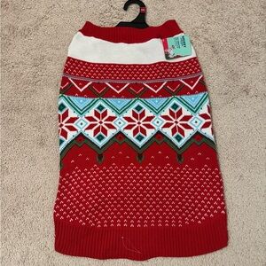 Red and White Festive Dog Sweater